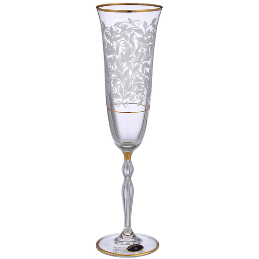 Bohemia Crystal - Flute Glass Set 6 Pieces - Gold - 150ml - 39000814