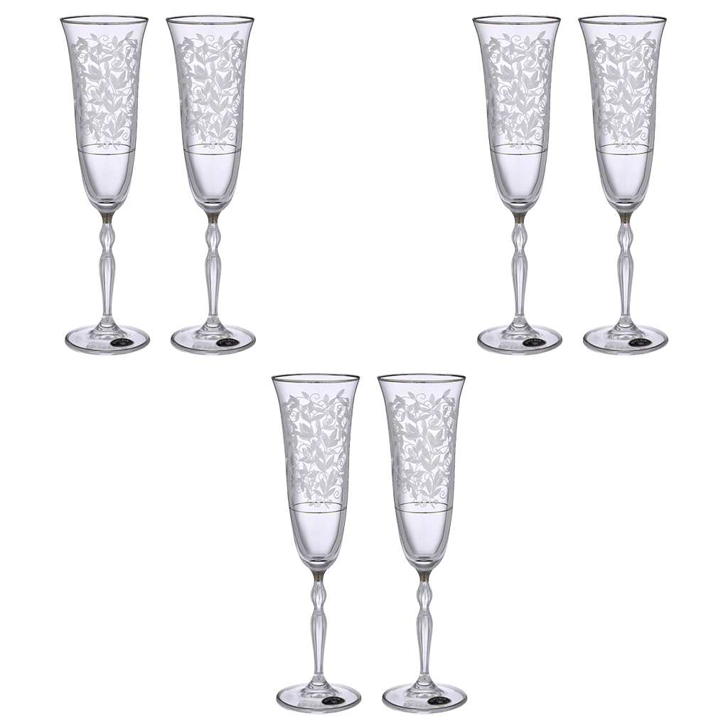 Bohemia Crystal - Flute Glass Set 6 Pieces - Silver - 150ml - 39000815