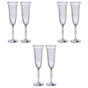 Bohemia Crystal - Flute Glass Set 6 Pieces - Silver - 150ml - 39000815