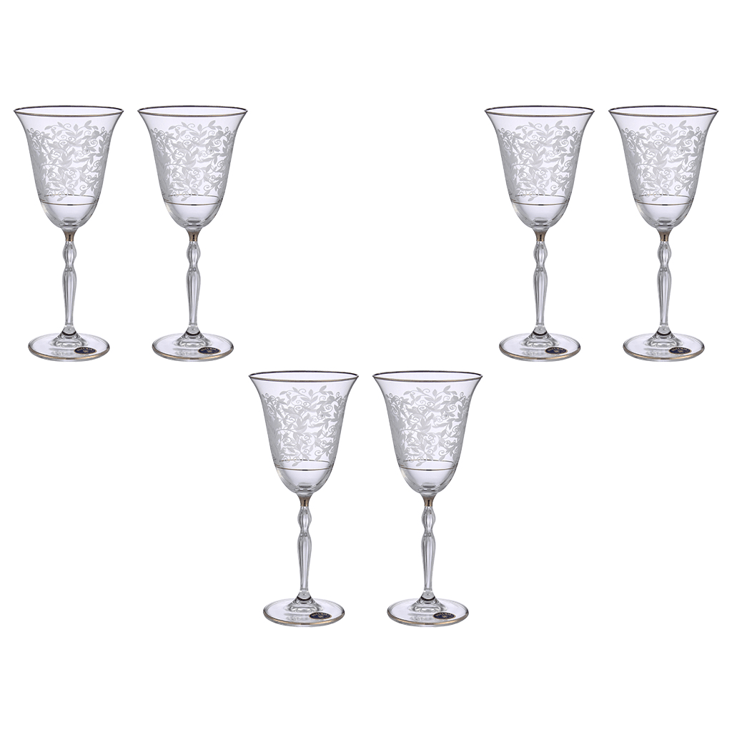 Bohemia Crystal - Goblet Glass Set 6 Pieces - Silver - 185ml - 39000816