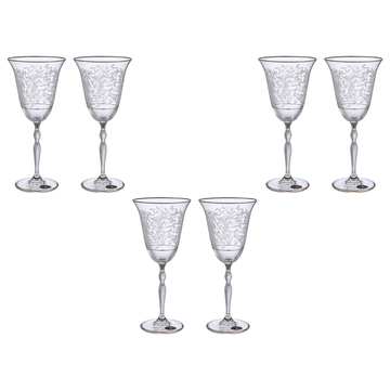 Bohemia Crystal - Goblet Glass Set 6 Pieces - Silver - 185ml - 39000816