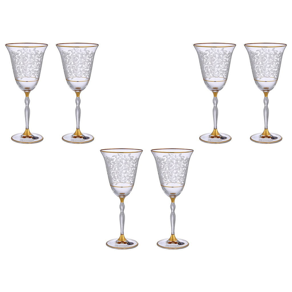 Bohemia Crystal - Goblet Glass Set 6 Pieces - Gold - 185ml - 39000817