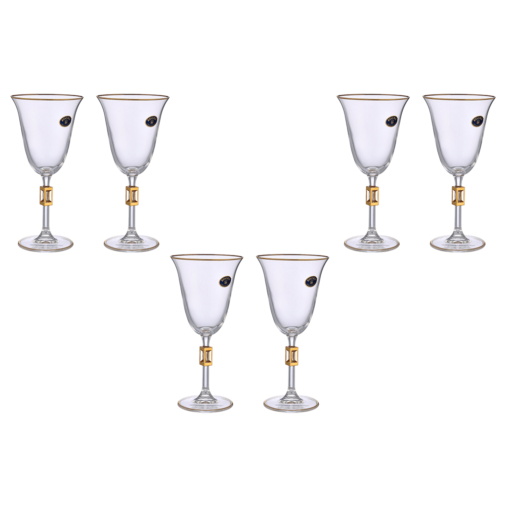 Bohemia Crystal - Goblet Glass Set 6 Pieces - Gold - 185ml - 39000818