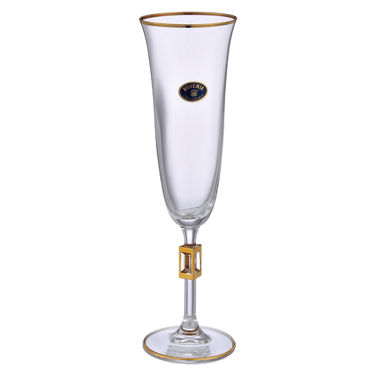 Bohemia Crystal - Flute Glass Set 6 Pieces - Gold - 150ml - 39000819