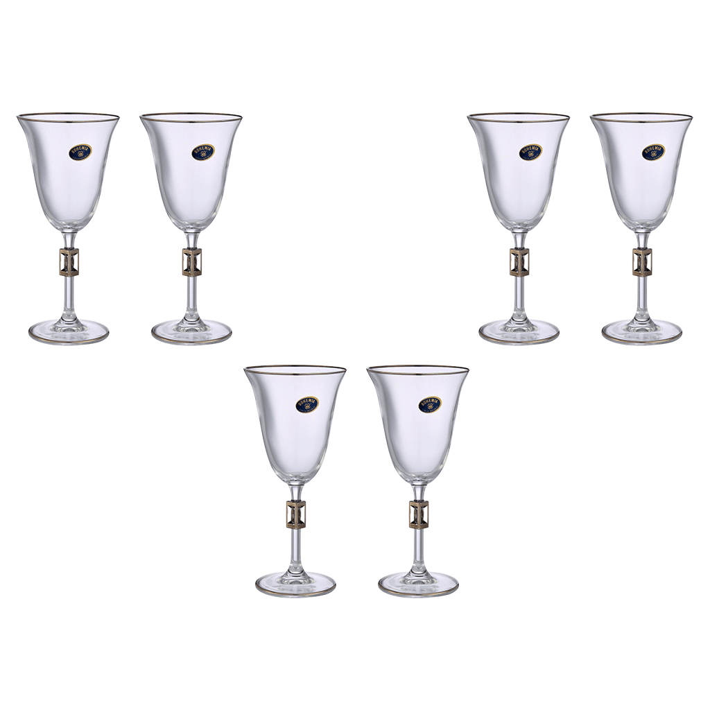 Bohemia Crystal - Goblet Glass Set 6 Pieces - Silver - 185ml - 39000820