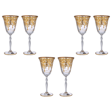 Bohemia Crystal - Goblet Glass Set 6 Pieces - Gold - 185ml - 39000821