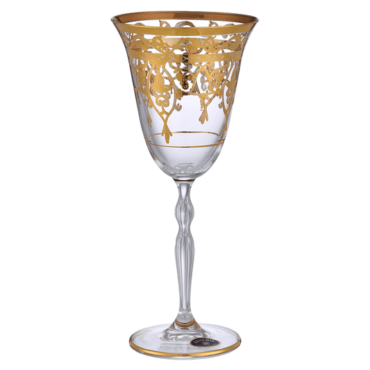 Bohemia Crystal - Goblet Glass Set 6 Pieces - Gold - 185ml - 39000821