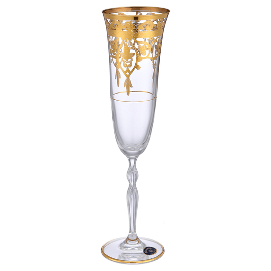 Bohemia Crystal - Flute Glass Set 6 Pieces - Gold - 150ml - 39000823