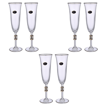 Bohemia Crystal - Flute Glass Set 6 Pieces - Silver - 150ml - 39000825