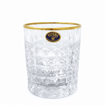 Bohemia Crystal - Diamond Tumbler Set 6 Pcs Gold Rim - 230ml