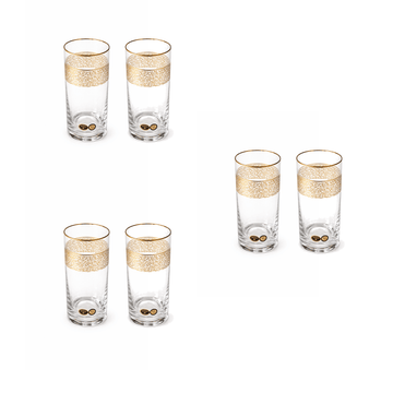 Bohemia Crystal - Highball Glass Set 6 Pcs - Gold - 350 ml