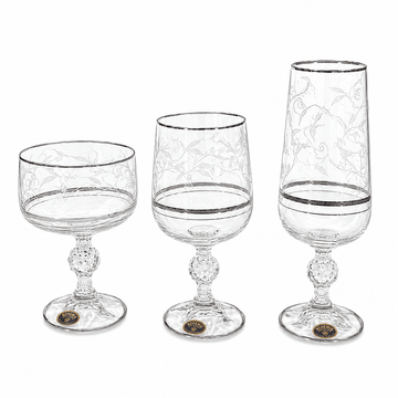 Bohemia Crystal - Carolina Glass Set 18 Pcs - Silver