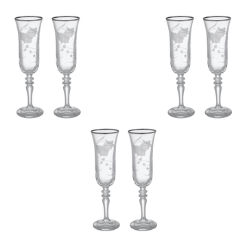 Pasabahce - Decorated Flute Glass Set 6 Pieces - Silver - 175ml - Glass - 390005040