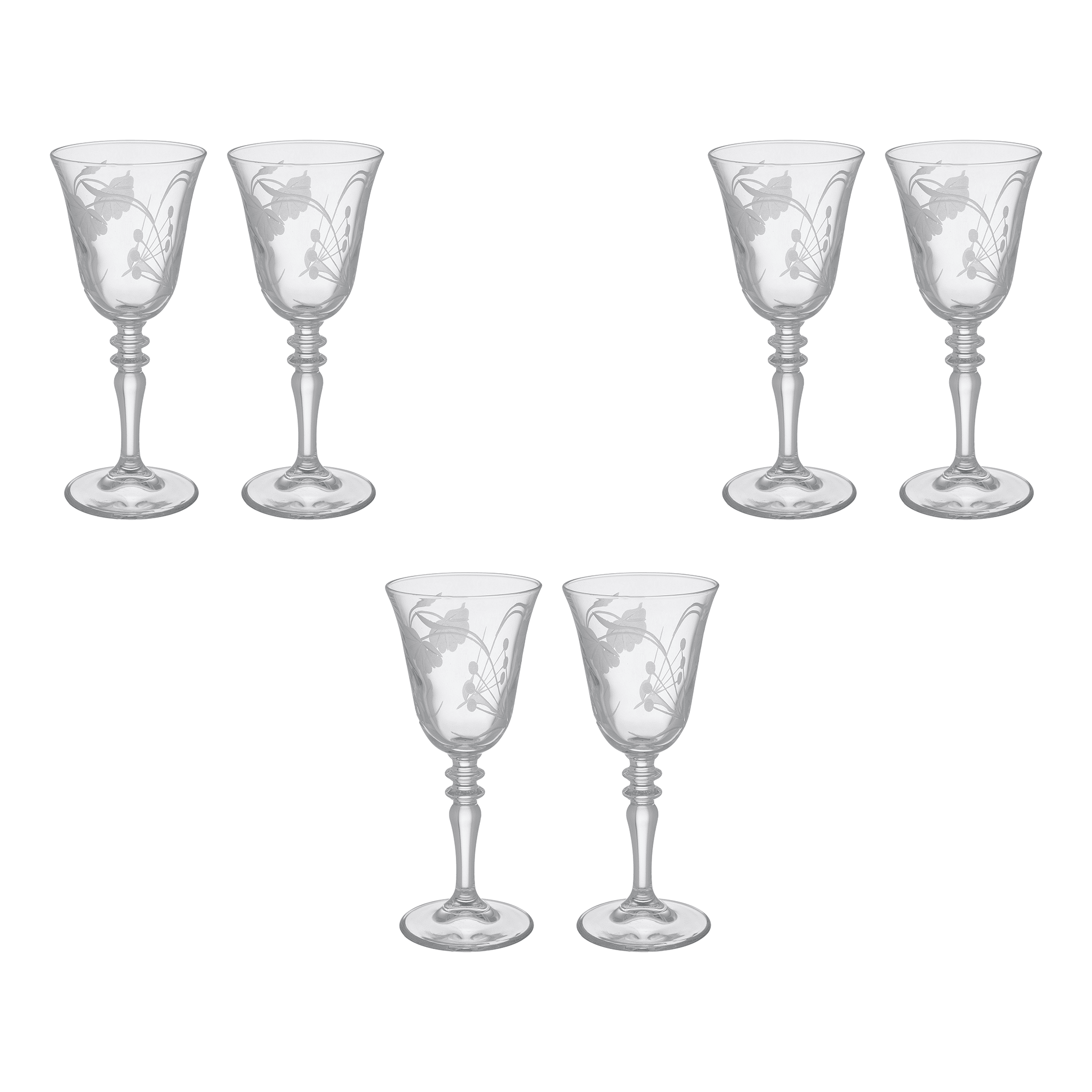 Pasabahce Decorated Goblet Glass Set 6 Pieces 175ml Glass 3900