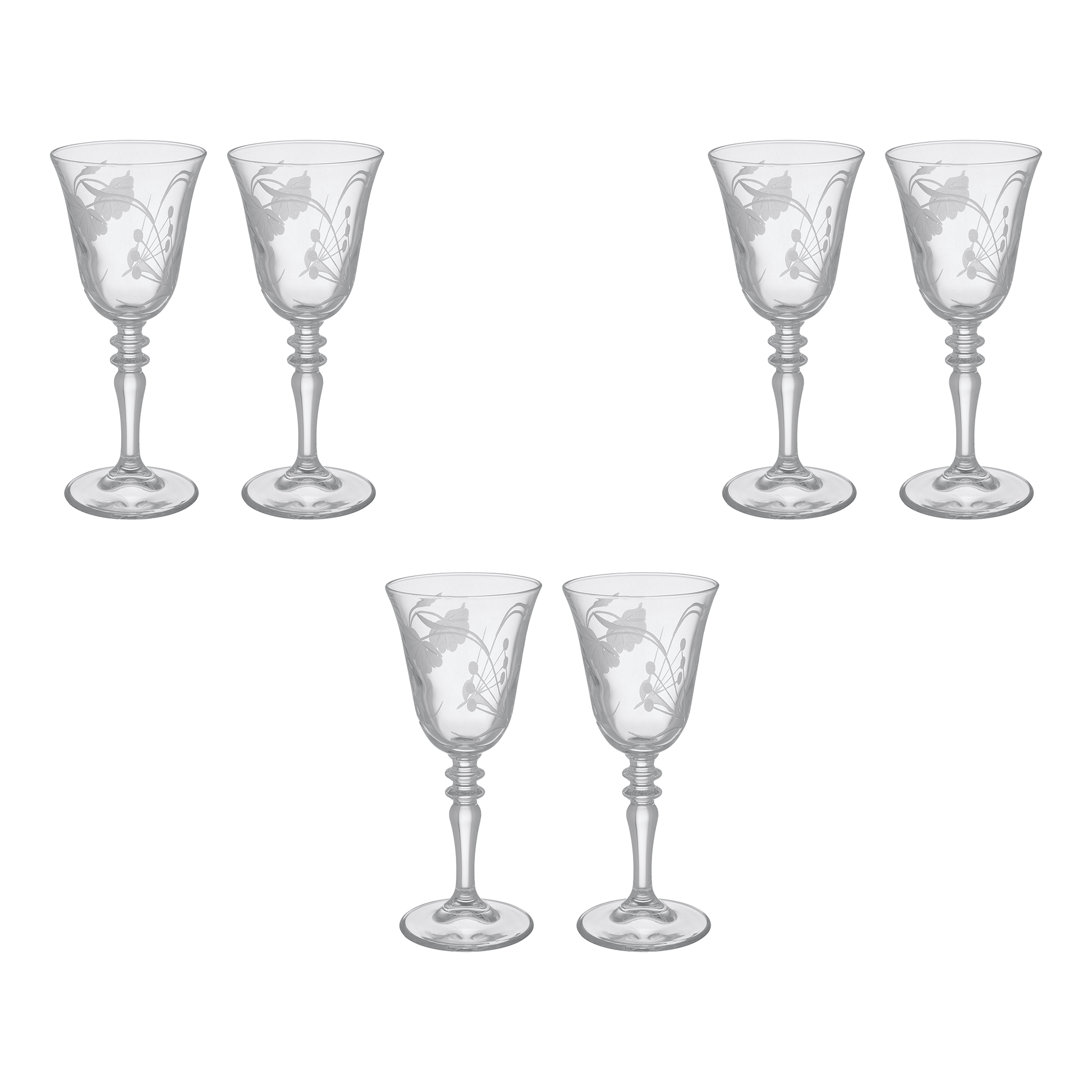 Pasabahce - Decorated Goblet Glass Set 6 Pieces - 175ml - Glass - 390005041