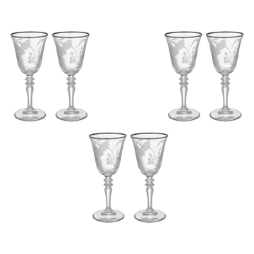 Pasabahce - Decorated Goblet Glass Set 6 Pieces - Silver - 200ml - Glass - 390005043