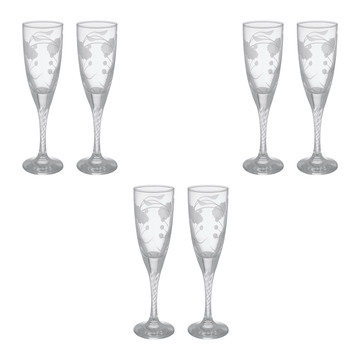 Pasabahce - Decorated Flute Glass Set 6 Pieces - 150ml - Glass - 390005044