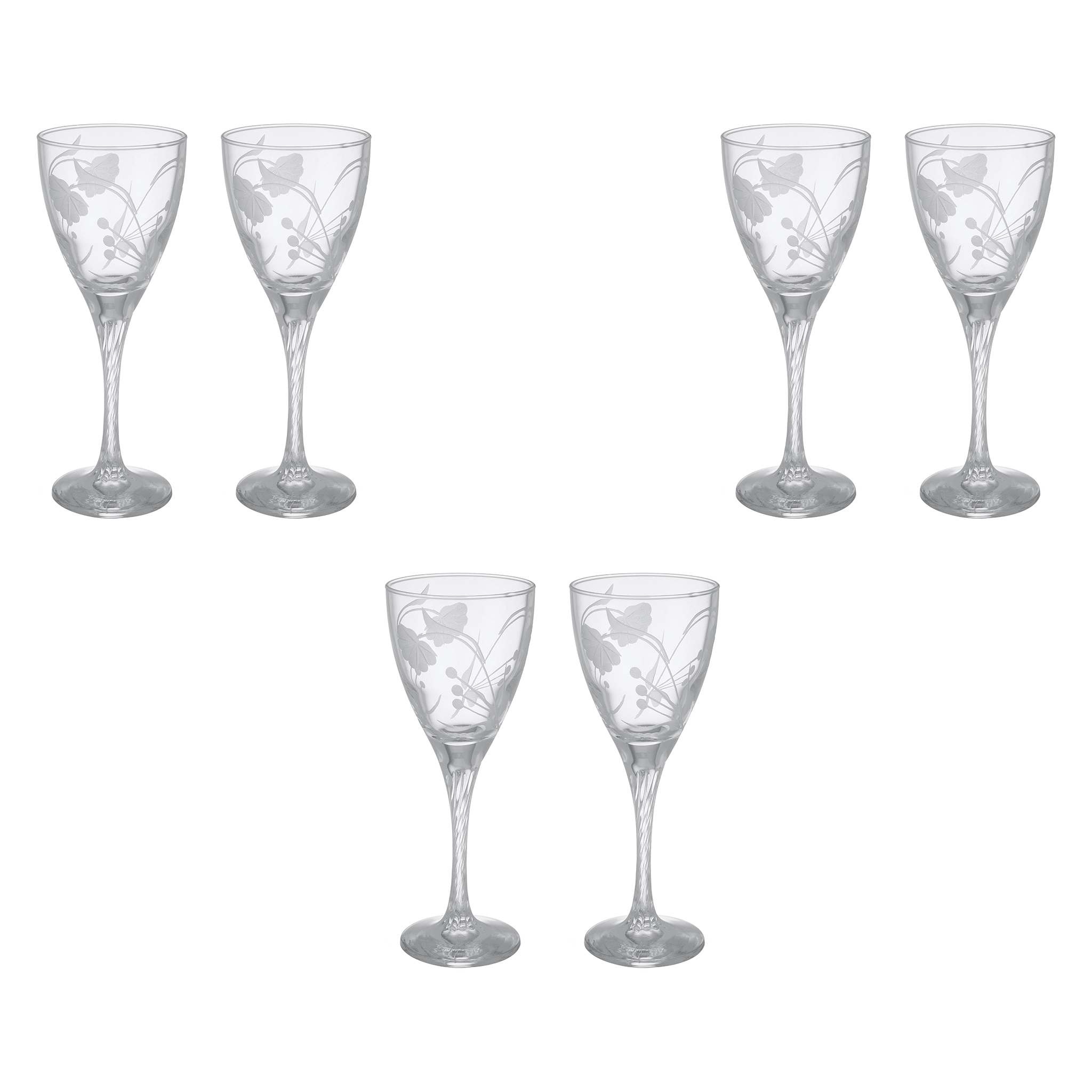 Pasabahce - Decorated Goblet Glass Set 6 Pieces - 205ml - Glass - 390005047