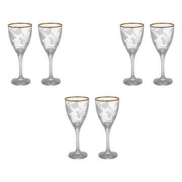 Pasabahce - Decorated Goblet Glass Set 6 Pieces - Gold - 205ml - Glass - 390005048