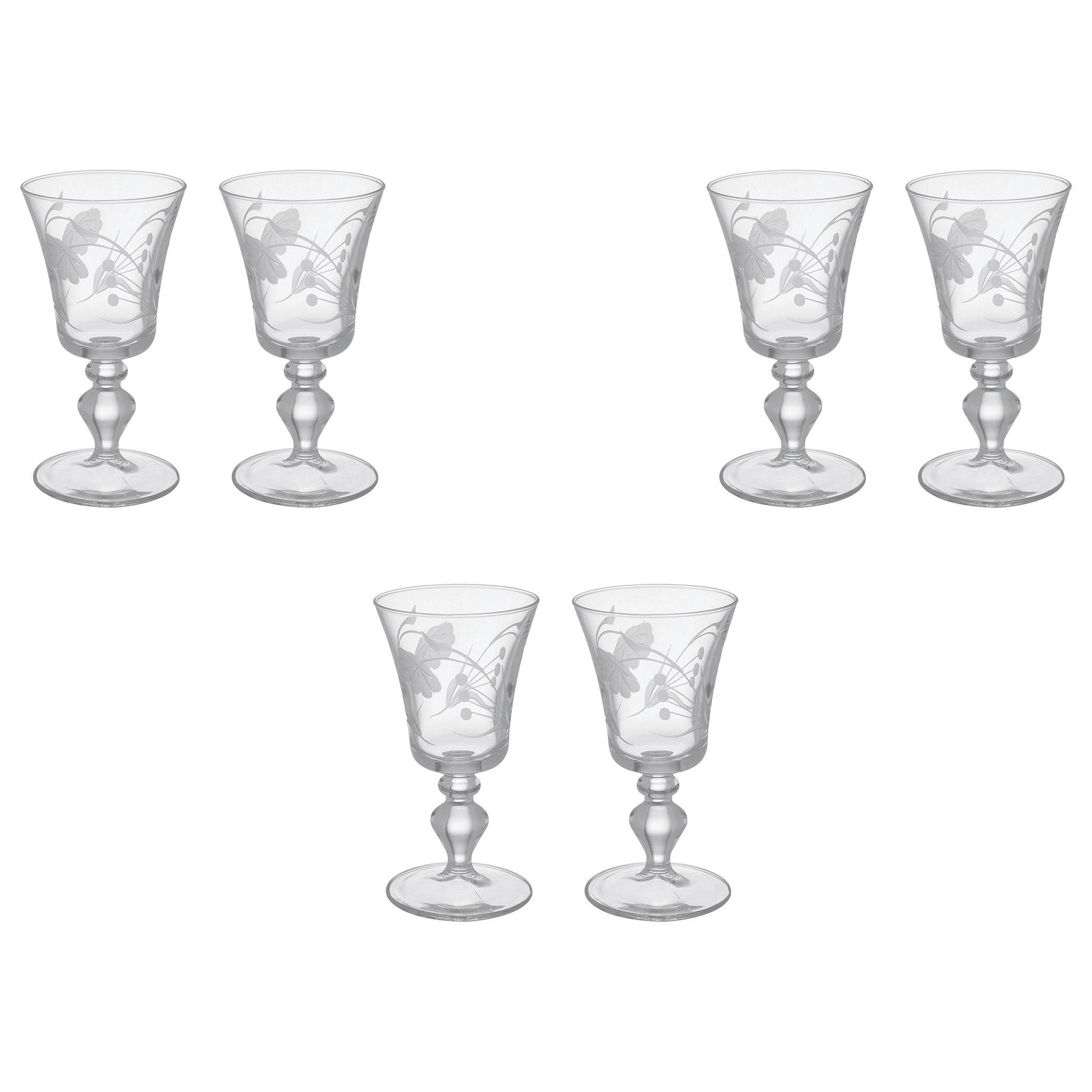 Pasabahce - Decorated Goblet Glass Set 6 Pieces - 195ml - Glass - 390005053