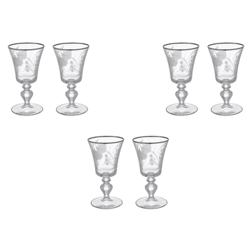 Pasabahce - Decorated Goblet Glass Set 6 Pieces - Silver - 195ml - Glass - 390005055