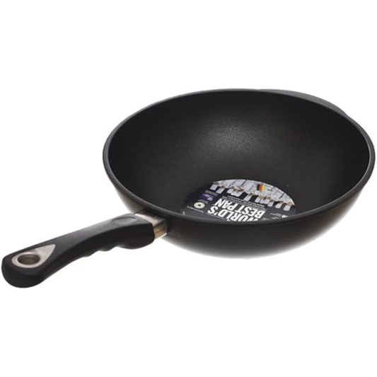 AMT - Gastroguss - Non-Stick Wok Pan 30cm Die Cast Aluminum with Glass Cover- Black