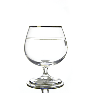 Bohemia Crystal - Brandy Glass Set 6 Pcs - Silver Rim - 400ml
