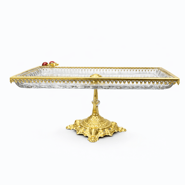 Round Footed Plate With Metal Base - Gold - 29x25 cm