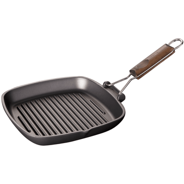 Risoli - Grill With Wood Folding Handle - 26cm - Die Cast Aluminum