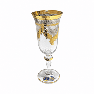 Bohemia Crystal - Tokyo Flute Glass Set 6 Pcs - 180ml - Silver & Gold