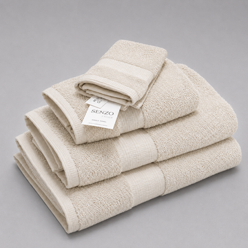 Senzo - Honeycomb Towel Set 4 Pieces - Greige - 100% Egyptian Cotton