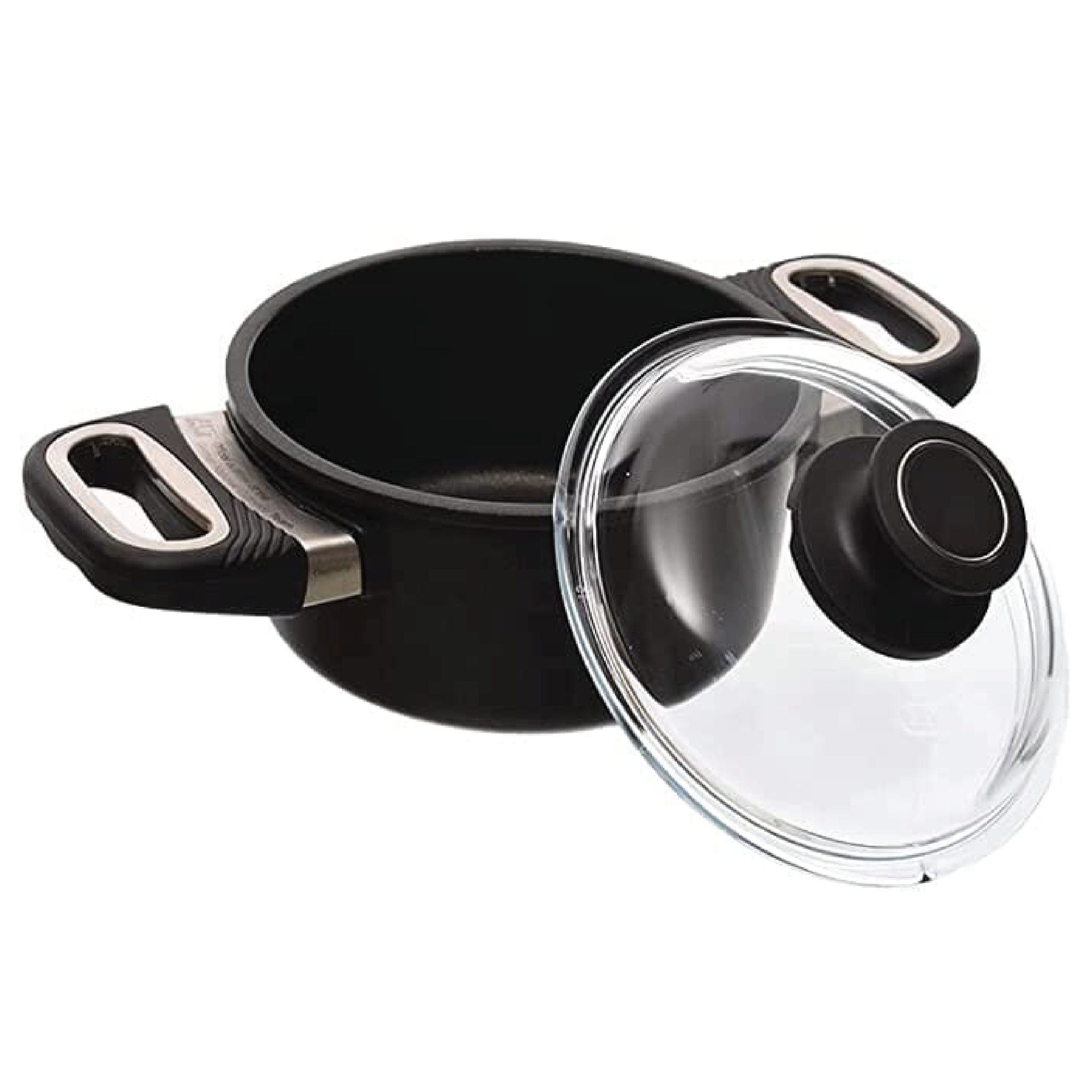 AMT - Black Pot with Glass Lid - Cast Aluminum - 16cm - 440004056