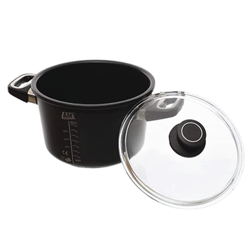 AMT - Black Pot with Glass Lid - Cast Aluminum - 22cm - 440004058