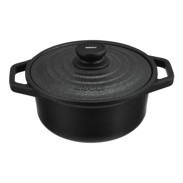 Risoli - Black Plus Pot with Lid - Die Cast Aluminum - 20cm - Black