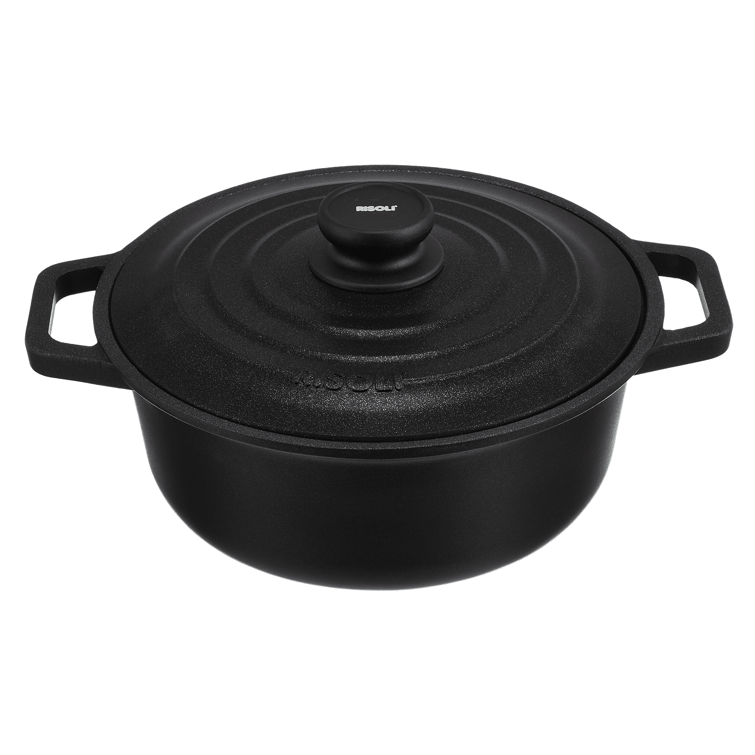 Risoli - Black Plus Pot with Lid - Die Cast Aluminum - 24cm - Black