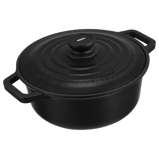 Risoli - Black Plus Pot with Lid - Die Cast Aluminum - 24cm - Black