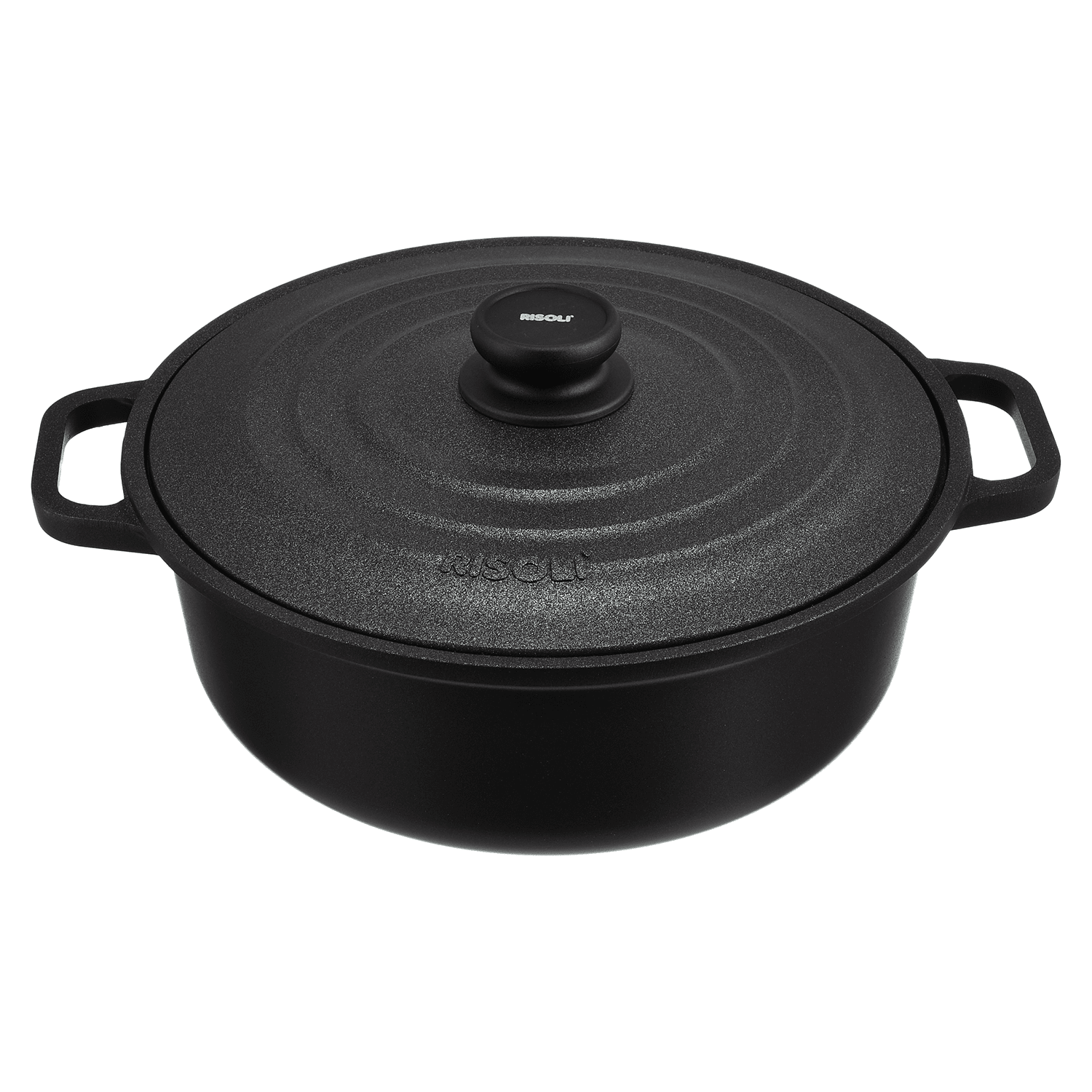 Risoli - Black Plus Pot with Lid - Die Cast Aluminum - 28cm - Black