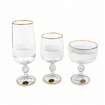 Bohemia Crystal - Carolina Sandblasted Glass Set 18 Pcs - Gold