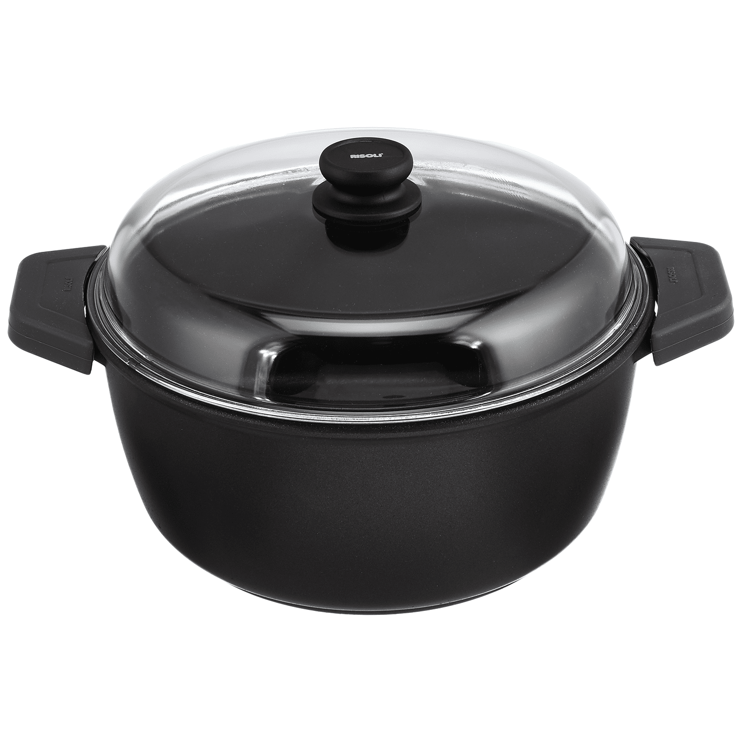 Risoli - Black Plus Pot with Glass Lid - 32cm - Black