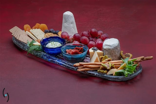 ArdaCam - Serving Oval Platter - Blue & White - 54x21.5cm - Glass