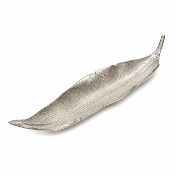 Leaf Shaped Plate For Snacks & Nuts - Silver - Silver Plated Metal