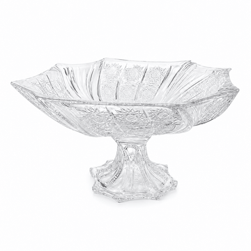 Bohemia Crystal - Hand Cut Neptune Footed Plate - 33 cm - Clear