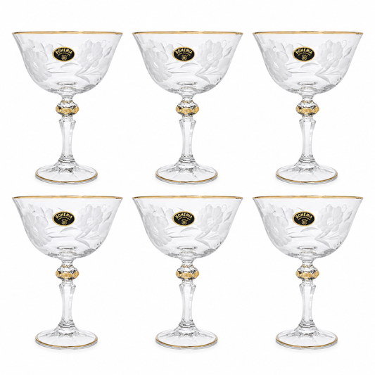 Bohemia Crystal - Jelly Glass Set 6 Pcs - 180 ml - Gold