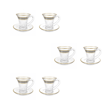 Willington Glass Coffee Set 6 Pcs - Gold & Silver - 120ml