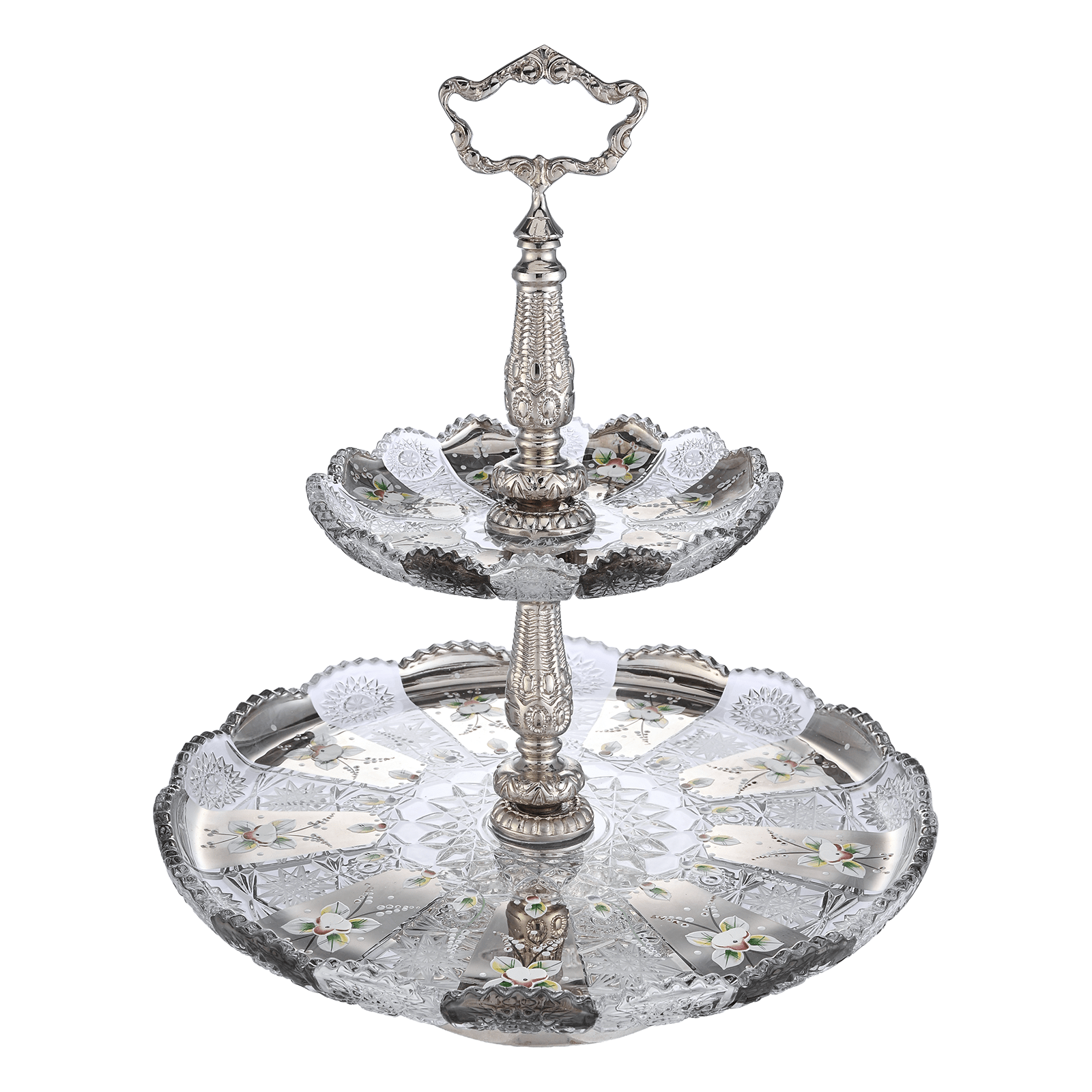 Bohemia Crystal - Etagere silver - Hand Cut -30x38cm