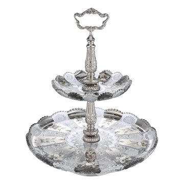 Bohemia Crystal - Etagere silver - Hand Cut -30x38cm
