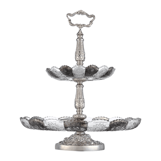 Bohemia Crystal - Etagere silver - Hand Cut -30x38cm