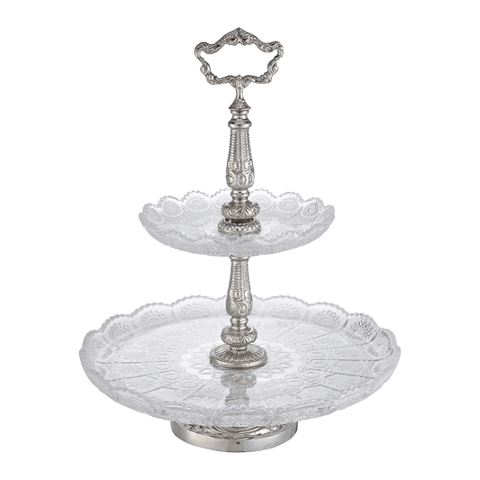 Bohemia Crystal - Etagere silver- Hand Cut - 30x39cm