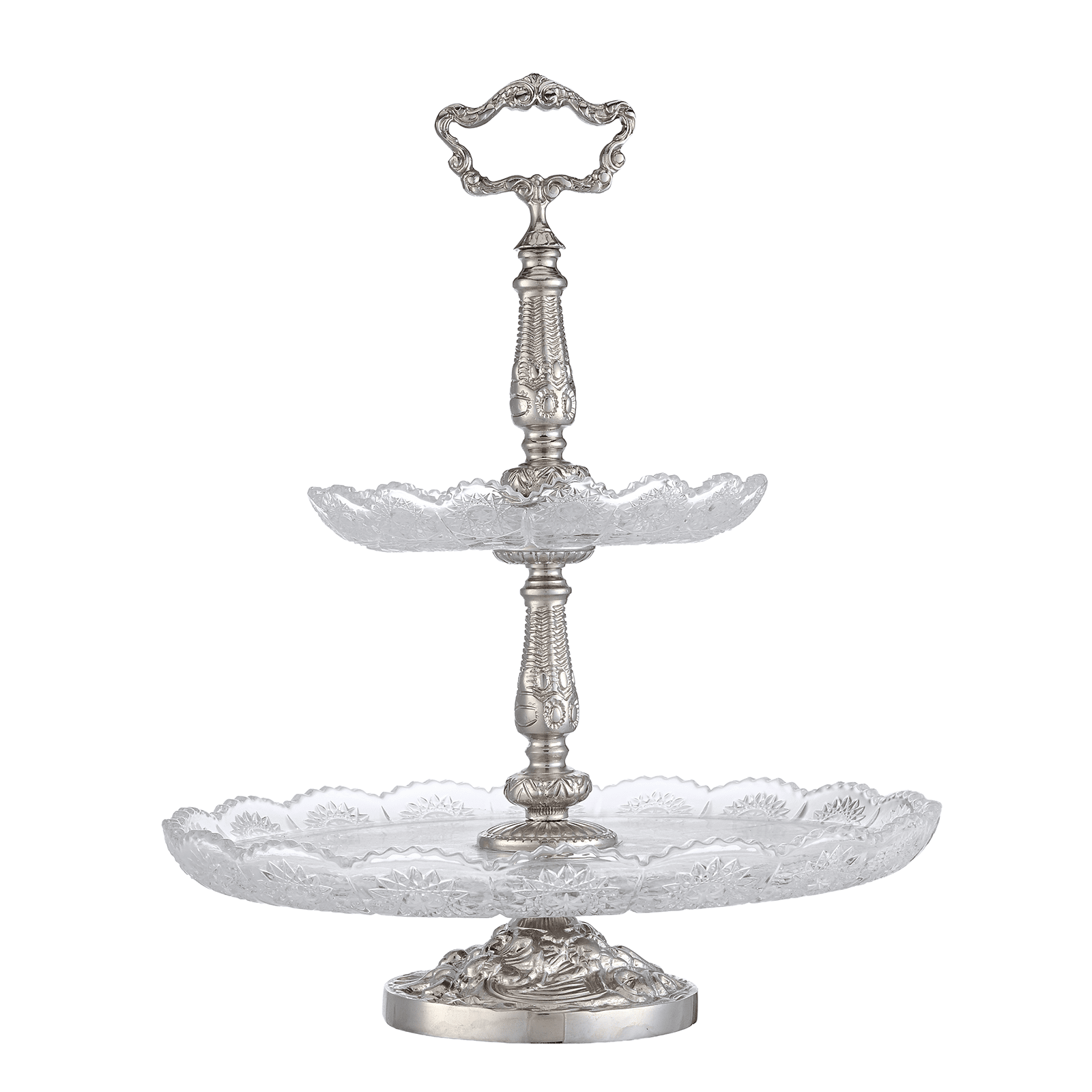 Bohemia Crystal - Etagere silver- Hand Cut - 30x39cm