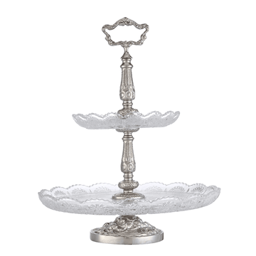 Bohemia Crystal - Etagere silver- Hand Cut - 30x39cm